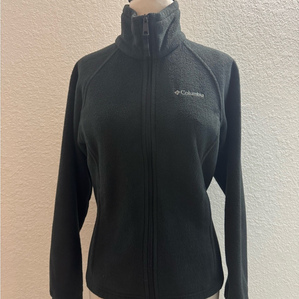 Columbia Youth Kids Fleece Jacket Charcoal Gray Full Zip Pockets Size 14-16 EUC